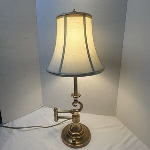 VTG Stiffel Brass Swing Arm Table Lamp 24"  & Bell Brass Line Shade MCM